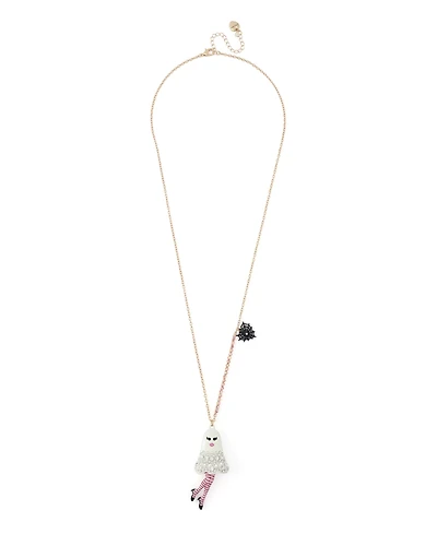 Betsey Johnson Faux-Stone Halloween Girly Ghost Pendant Necklace