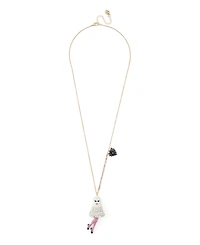 Betsey Johnson Faux-Stone Halloween Girly Ghost Pendant Necklace
