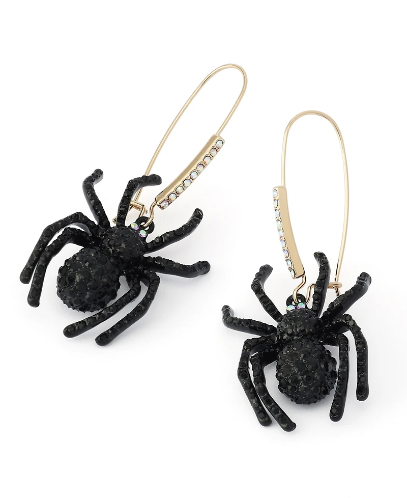 Betsey Johnson Faux-Stone Halloween Spider Dangle Earrings