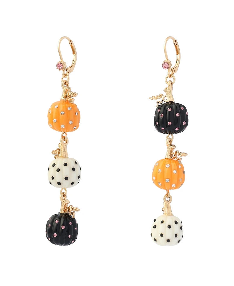 Betsey Johnson Faux-Stone Pretty Spooky Pumpkin Linear Earrings