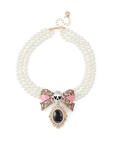 Betsey Johnson Faux-Stone Pretty Spooky Cat Imitation Pearl Torsade Necklace