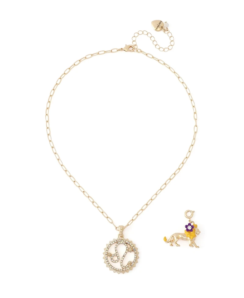 Betsey Johnson Faux-Stone Leo Celestial Pendant Necklace Charm Zodiac Set
