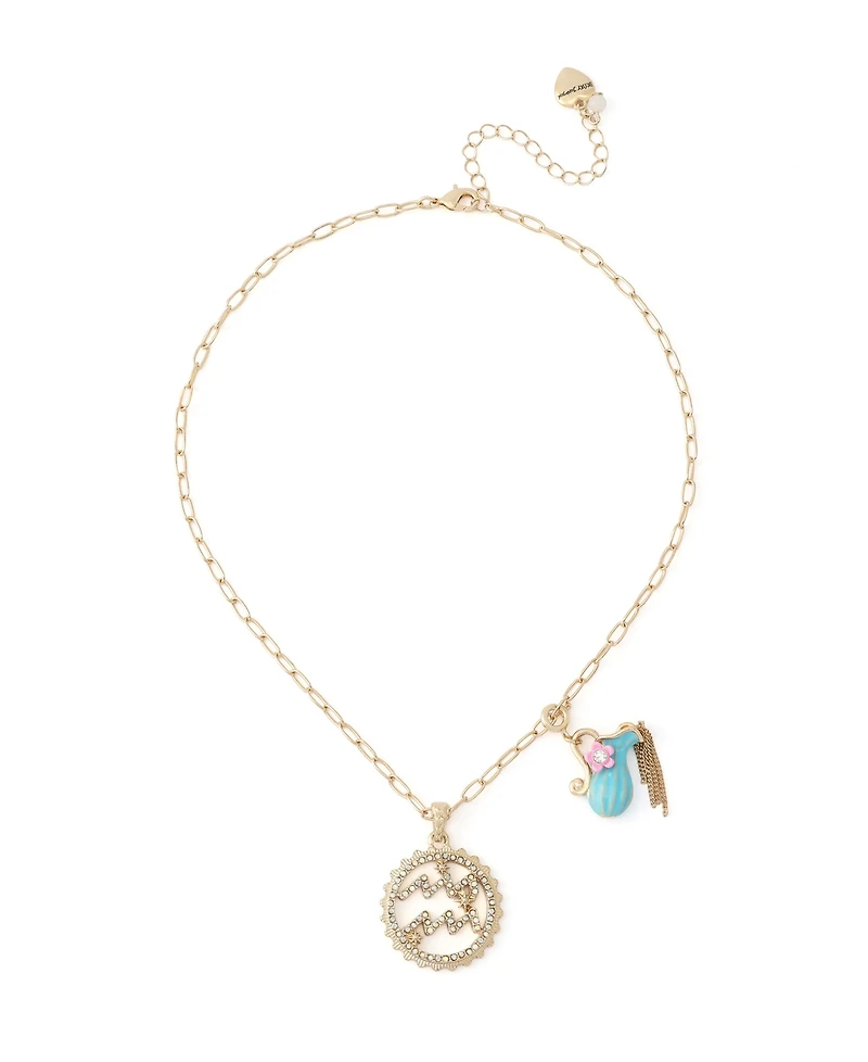 Betsey Johnson Faux-Stone Aquarius Celestial Pendant Necklace Charm Zodiac Set