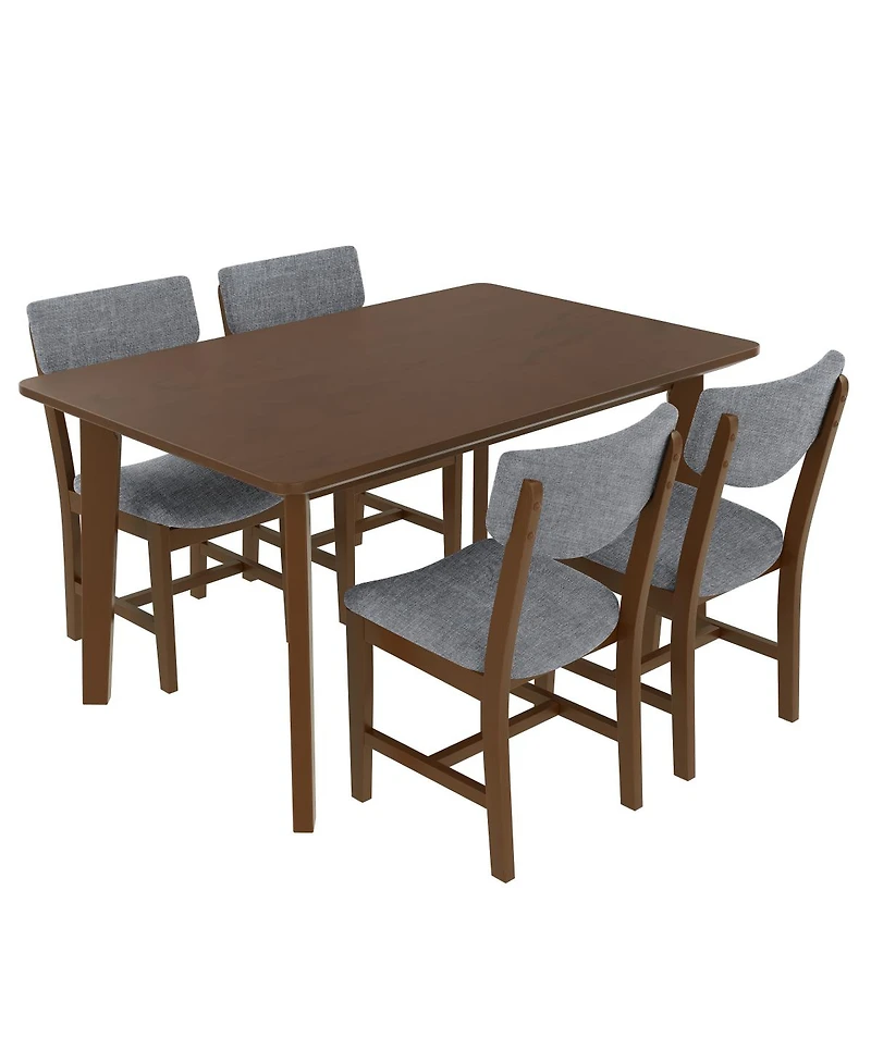 Streamdale Furniture 5-Piece Dining Set - Solid Wood Table 4 Upholstered Chairs