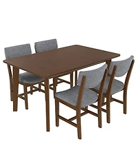Streamdale Furniture 5-Piece Dining Set - Solid Wood Table 4 Upholstered Chairs