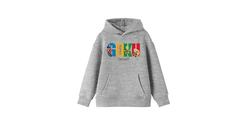 Dragon Ball Z Multiple Goku Youth Heather Gray Hoodie-l