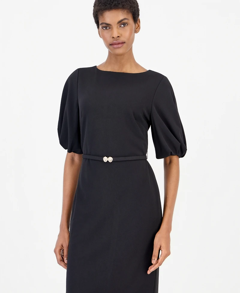 Anne Klein Women's Boat Neck Puff Sleeve Sheath Dress