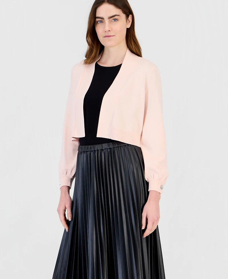 Anne Klein Women's Button Cuff Front Cropped Shrug