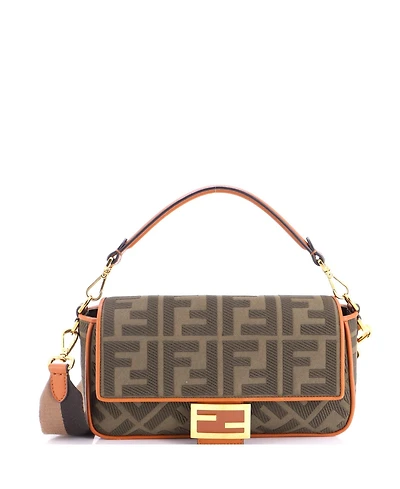 Pre-Owned Fendi Medium Baguette Nm Bag Zucca Embroidered Canvas