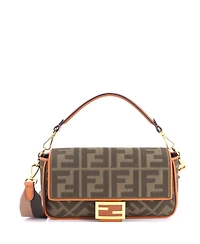 Pre-Owned Fendi Medium Baguette Nm Bag Zucca Embroidered Canvas