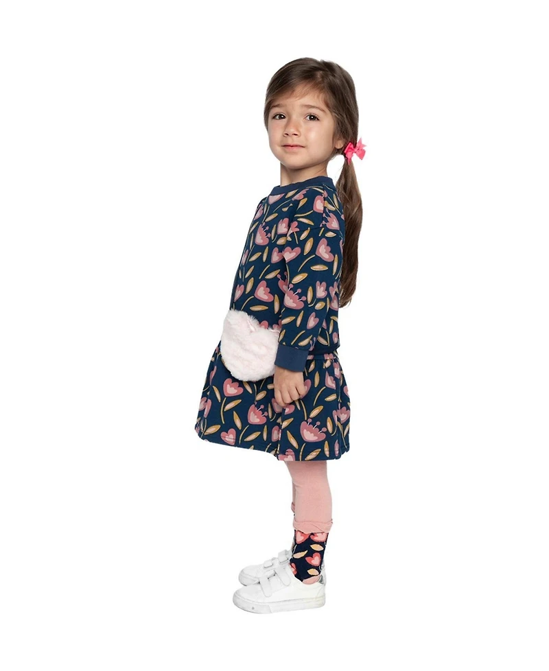 Deux par Toddler Girls 2T - 5T French Terry Dress Tulip Print