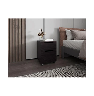 Fm Furniture Ocala Set of 2 Nightstands: Modern Bed Set with Storage Drawer and Shelf, Wenge
