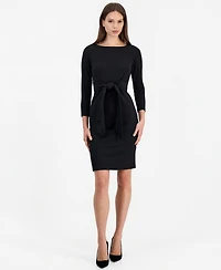 Anne Klein Women's Tie Waist Scuba Crepe Crewneck Sheath Dress