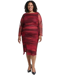 Vince Camuto Plus Printed Mesh Midi Dress