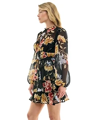 Trixxi Juniors' Long-Sleeve Boat neck Tiered Skirt Dress