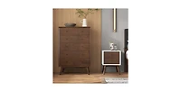 Lucky One 23.6" Width Solid Wood Mid Century Nightstand with 2-Drawer