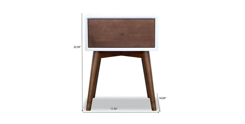 Lucky One 22.5" Width Assembled Mid Century Nightstand 1-Drawer Solid Wood