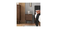 Lucky One 23.6" Width Assembled Mid Century Nightstand 2-Drawer Solid Wood