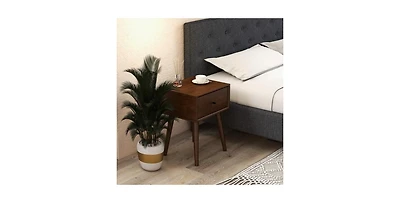 Lucky One 1-Drawer Mid Century Nightstand with Solid Wood Tapered Legs