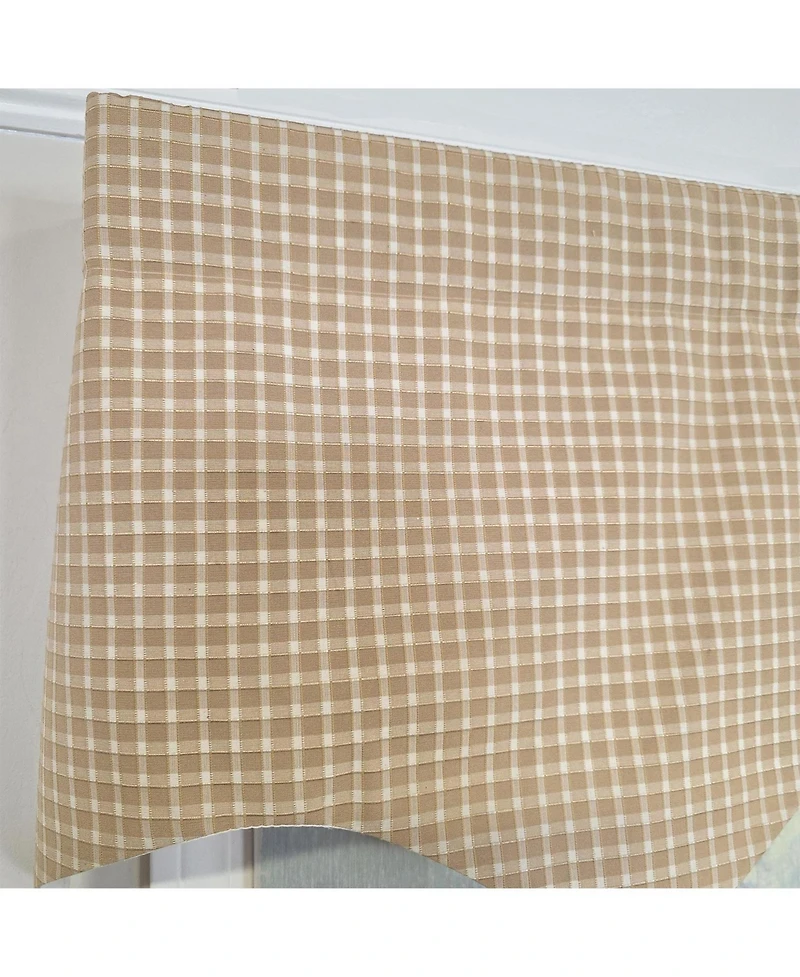 Rlf Home Texture Check Regal Window Valance 100% Cotton Lined Rod Pocket