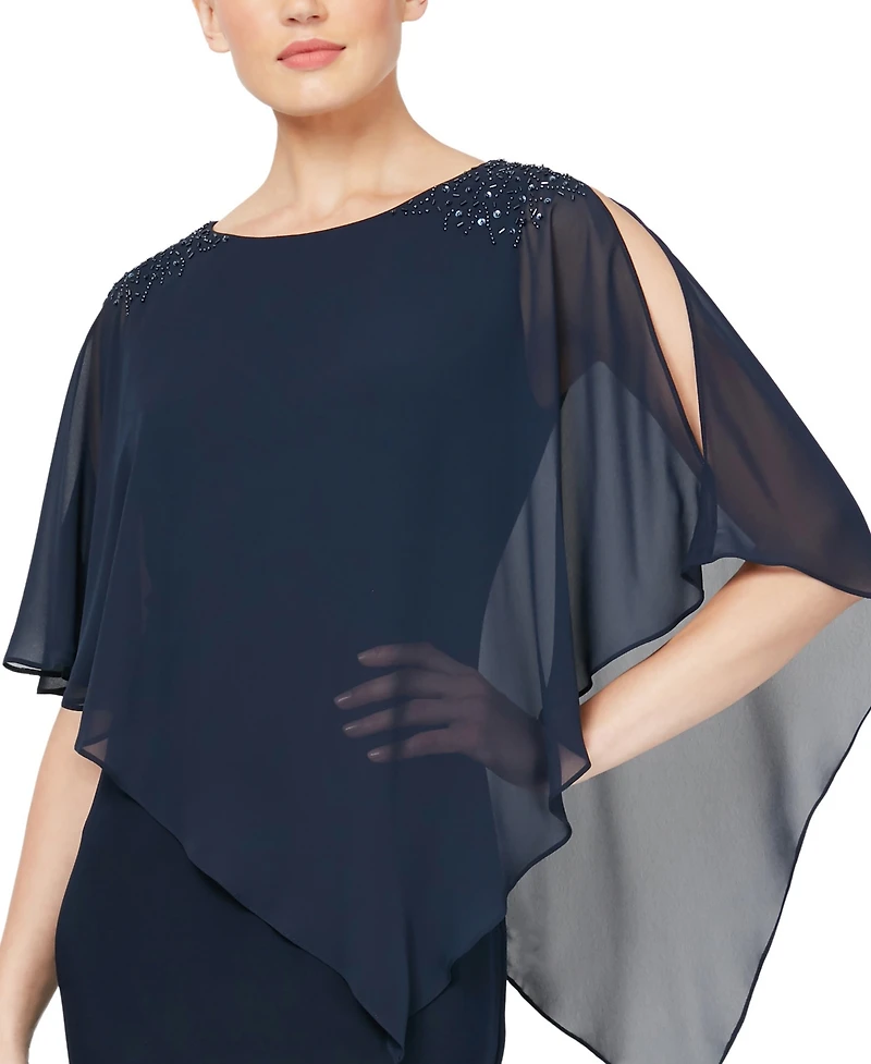 Sl Fashions Women's Embellished Overlay Shift Dress