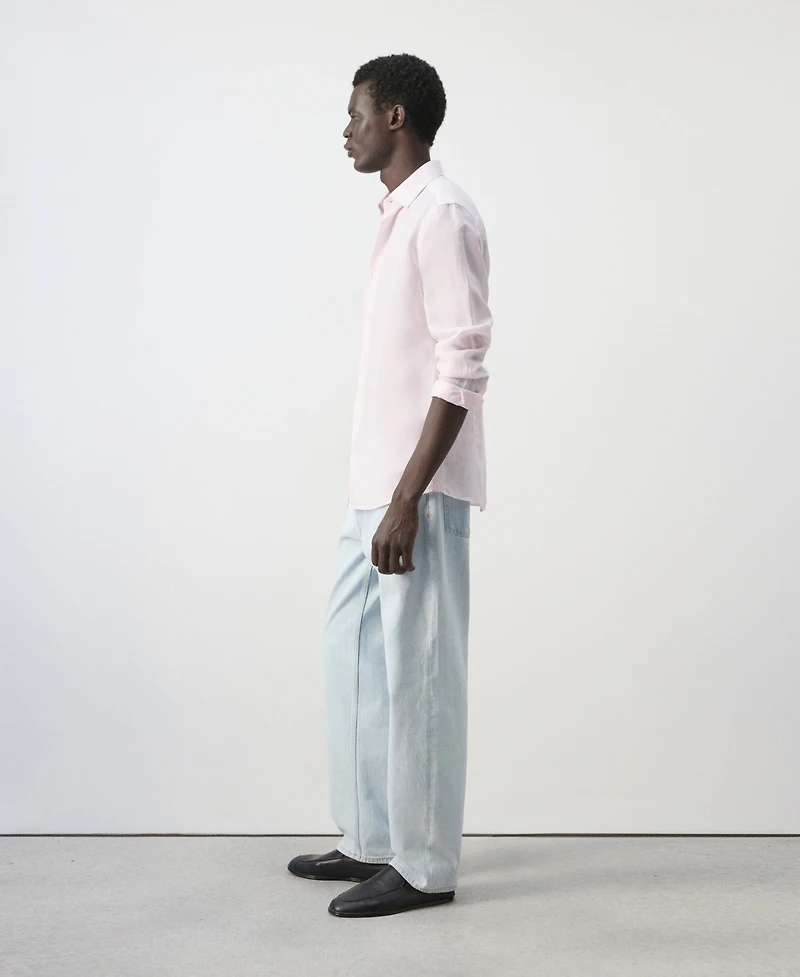 Mango Men's Regular Fit Linen Lyocell Shirt