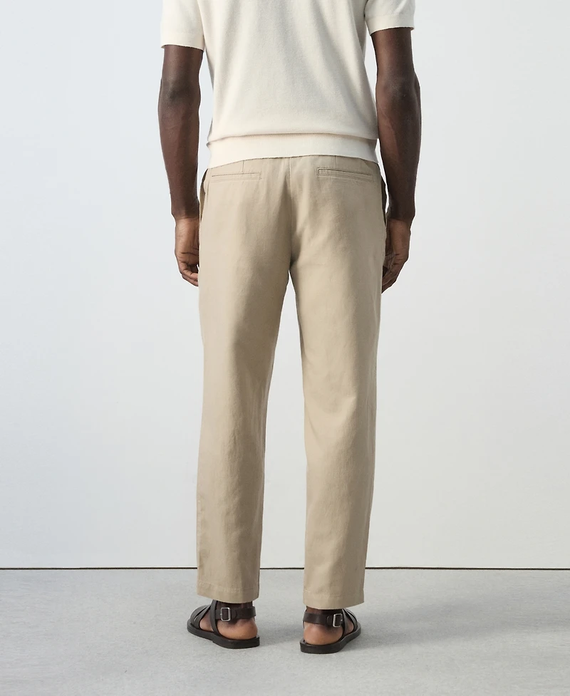 Mango Men's Slim-Fit Cropped Cotton-Linen Pants