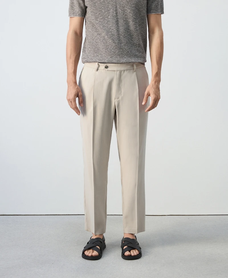 Mango Men's Regular-Fit Pleated Pants