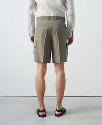 Mango Men's Modal Blend 9.06" Cargo Bermuda Shorts