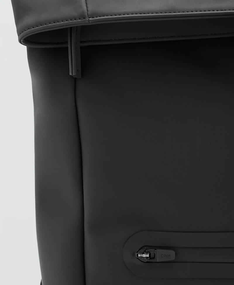 Mango Men's Flap Closure Rubberized Backpack