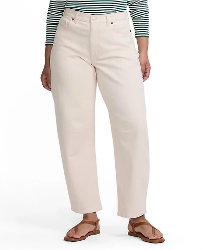Lands' End Women's Soft Denim Mid Rise Relaxed Barrel Ankle Jeans