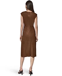 Donna Karan New York Women's Cap-Sleeve Suede Midi Dress