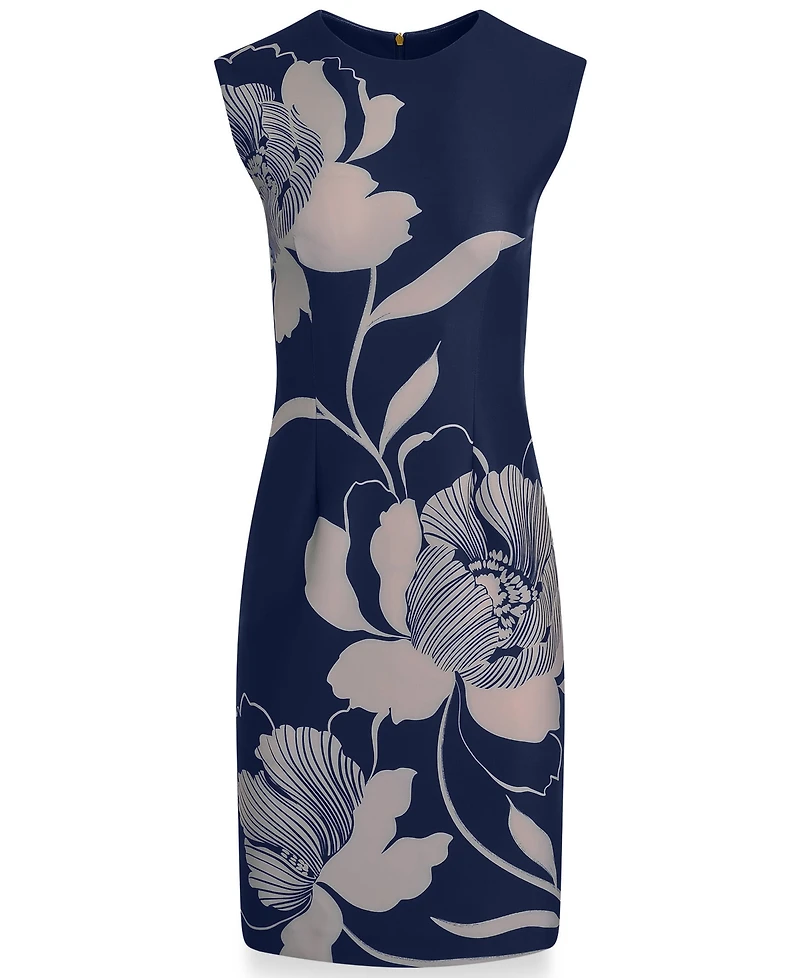 Donna Karan New York Women's Sleeveless Floral Print Knee-Length Sheath Dress