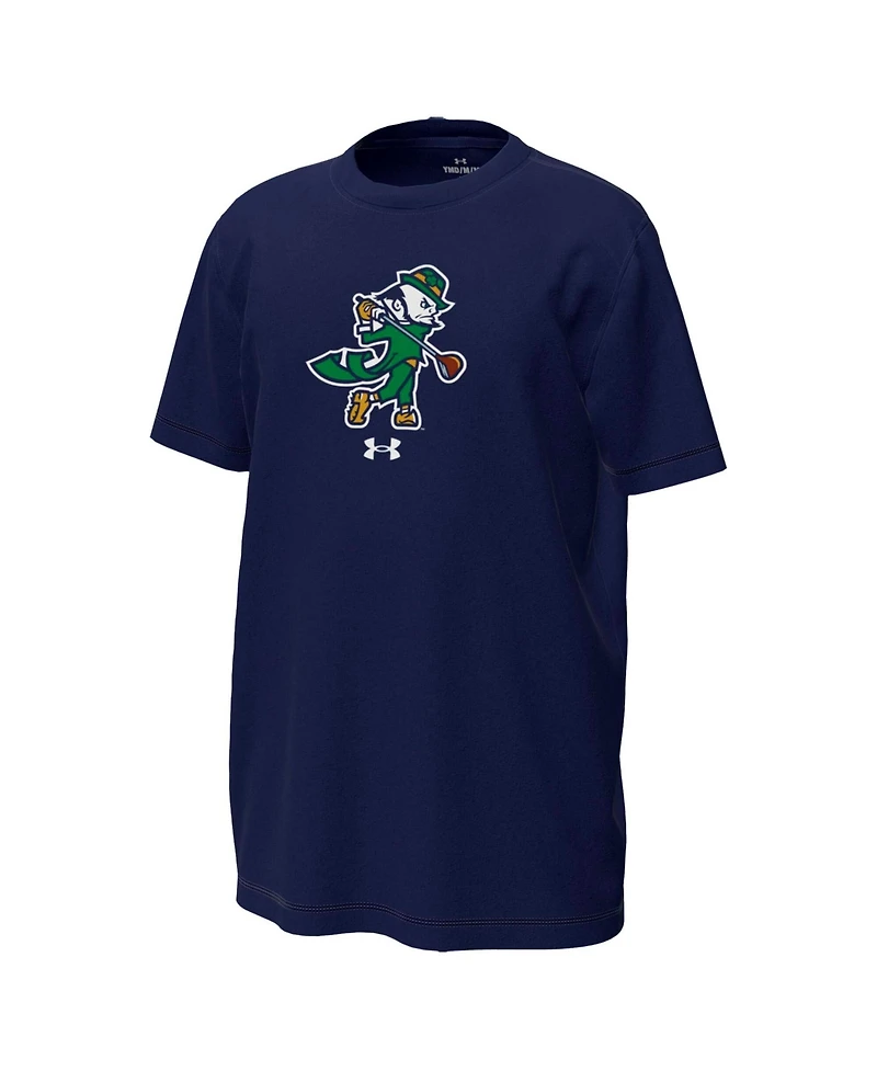Under Armour Big Boys and Girls Navy Notre Dame Fighting Irish Golfing Leprechaun Tech Stretch Performance T-Shirt