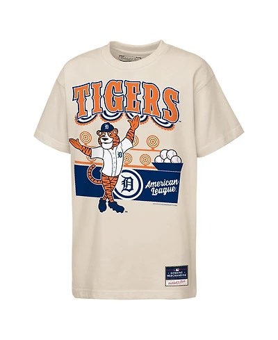 Mitchell & Ness Big Boys and Girls Cream Detroit Tigers Step Back Up Mascot T-Shirt