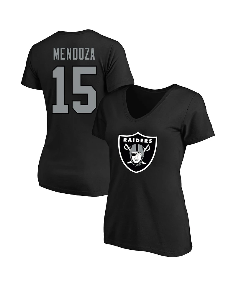 Fanatics Women's Fernando Mendoza Black Las Vegas Raiders Plus Name Number V-Neck T-Shirt