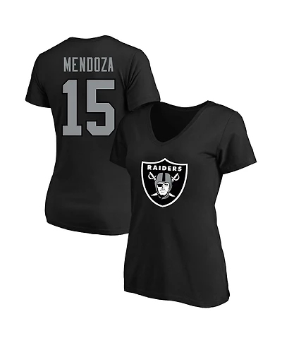 Fanatics Women's Fernando Mendoza Black Las Vegas Raiders Plus Name Number V-Neck T-Shirt