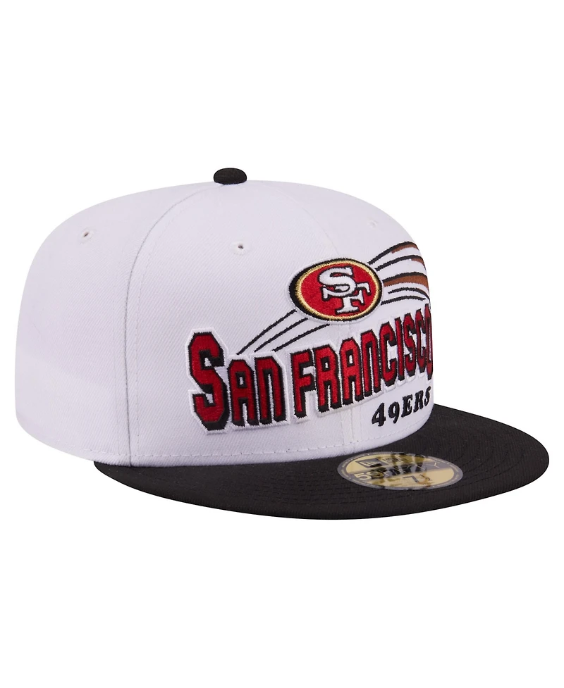 New Era Men's White/Black San Francisco 49ers Retro Swoop 59FIFTY Fitted Hat