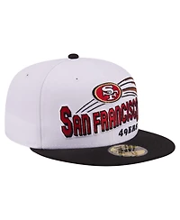 New Era Men's White/Black San Francisco 49ers Retro Swoop 59FIFTY Fitted Hat