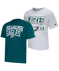 Starter Men's 2-pack Midnight Green/Gray Philadelphia Eagles Logo T-Shirt