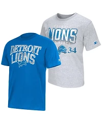 Starter Men's 2-pack Blue/Gray Detroit Lions Logo T-Shirt