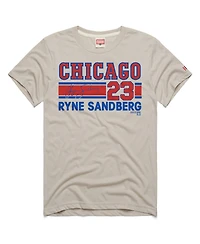 Homage Men's Ryne Sandberg Stone Chicago Cubs Signature Name & Number Tri-Blend T-Shirt