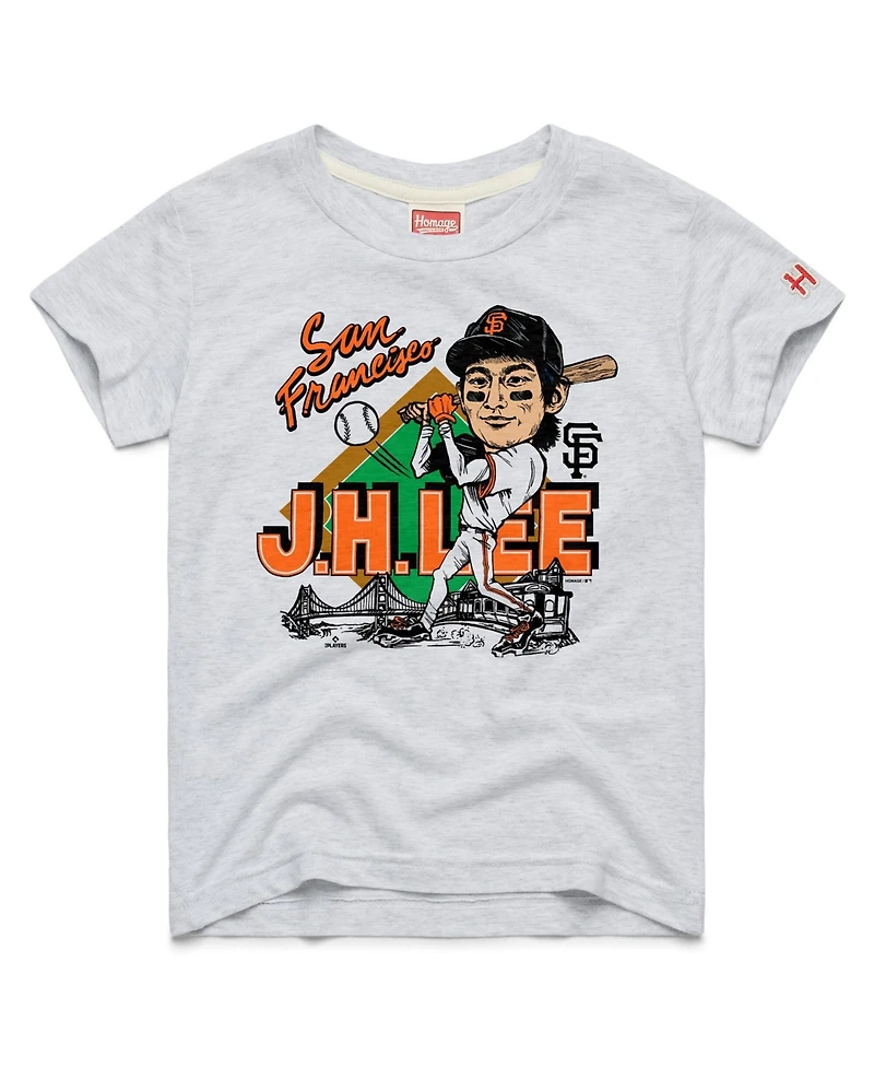 Homage Big Boys and Girls Jung Hoo Lee Ash San Francisco Giants Player Graphic Tri-Blend T-Shirt