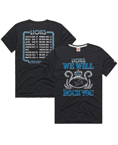 Homage Men's and Women's Charcoal Detroit Lions 2026 Nfl Schedule Queen Tri-Blend T-Shirt