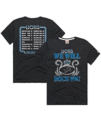 Homage Men's and Women's Charcoal Detroit Lions 2026 Nfl Schedule Queen Tri-Blend T-Shirt