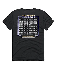 Homage Men's and Women's Charcoal Baltimore Ravens 2026 Nfl Schedule Queen Tri-Blend T-Shirt