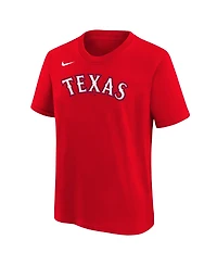 Nike Big Boys and Girls Red Texas Rangers Wordmark T-Shirt