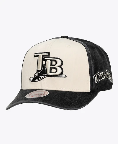 Mitchell & Ness Men's and Women's Cream/Black Tampa Bay Rays Snow Block Pro Crown Adjustable Hat
