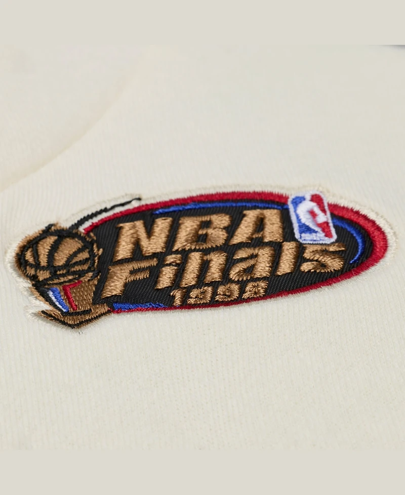 Mitchell & Ness Men's Cream Chicago Bulls Hardwood Classics Chainstitch Premium Fleece Hoodie