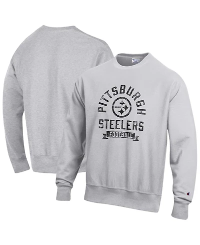 Champion Men's Heather Gray Pittsburgh Steelers Reverse Weave Fleece Pullover Sweatshirt